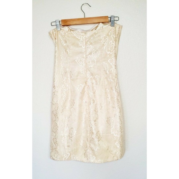 NWT Neslay Paris Cream Floral Jacquard Lace Convertible Sweetheart Dress. Size S - Picture 4 of 9